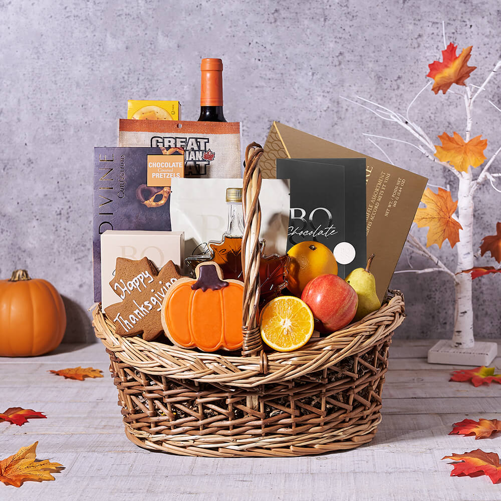 Autumn Delights Wine Thanksgiving Gift Basket