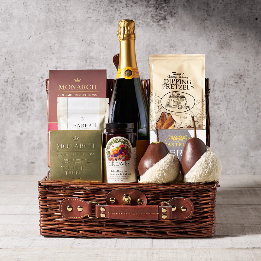 Chocolate Pears & Bubbly Treats Basket