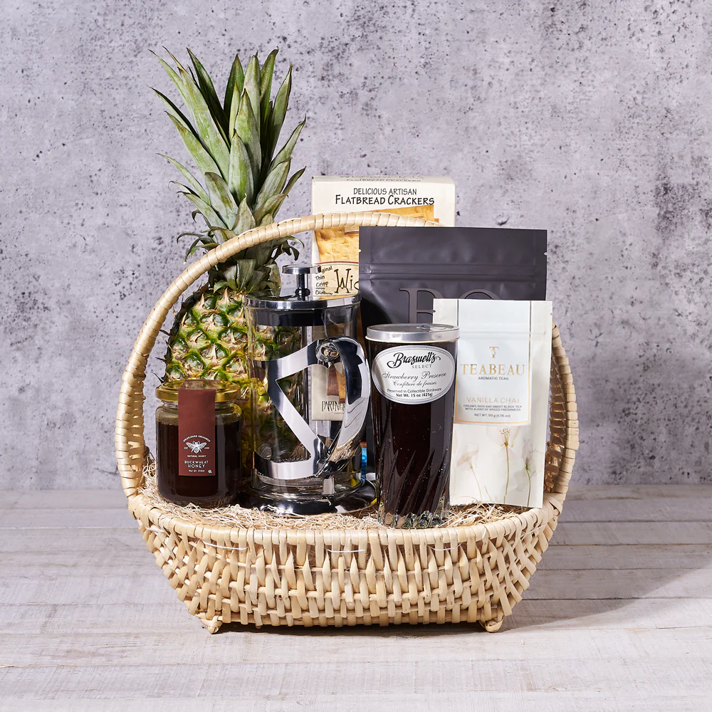Elegant French Press Tea Treats Basket