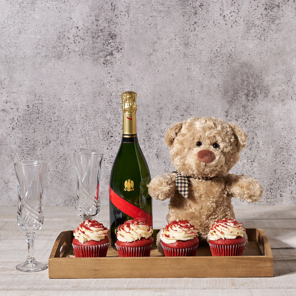 Enchanted Romance Champagne & Cupcakes Gift Tray