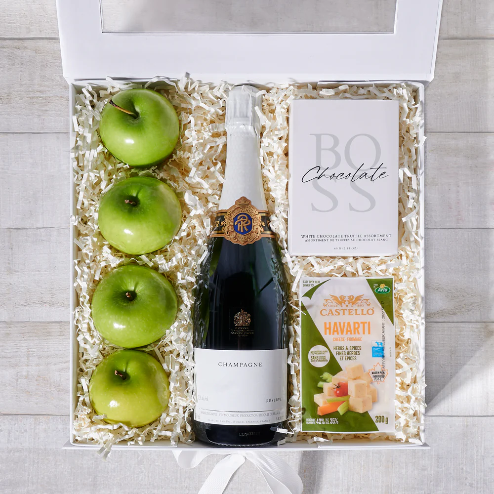 Fruit & Cheese Gift Box with Champagne