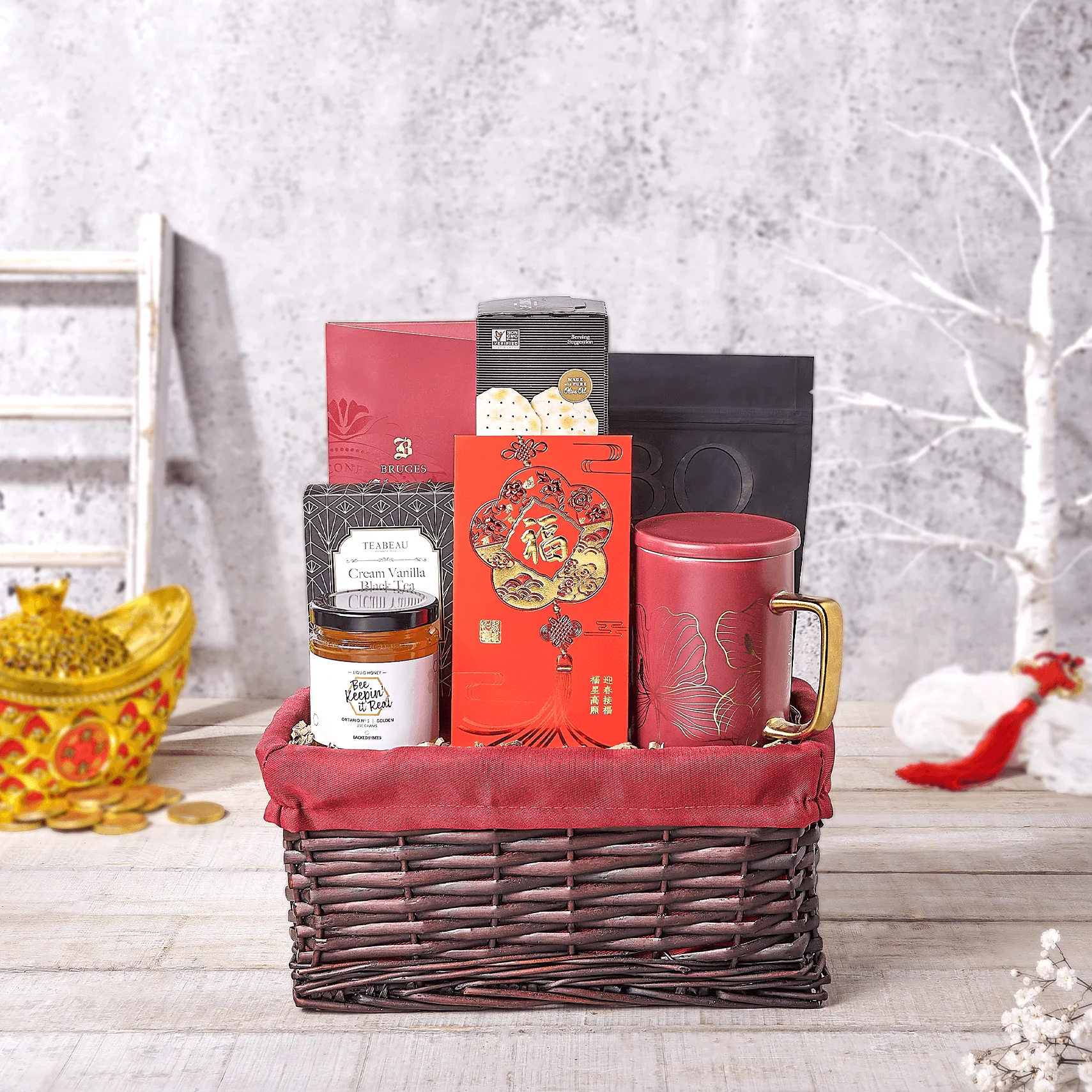 Wealth & Fortune Tea & Treats Gift Basket